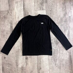 Lee Boys Black Long Sleeve‎ Graphic Tee Shirt Medium 10/12 Since 1889 Logo